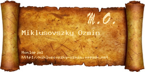 Miklusovszky Ozmin névjegykártya